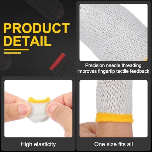 PATIKIL Controller Finger Thumb Sleeve, 12 Pack Mobile Gaming Finger Sleeve Fiber Tip Gloves Anti-Sweat Breathable for Phone Game Touchscreen Devices, White/Yellow - Image 4