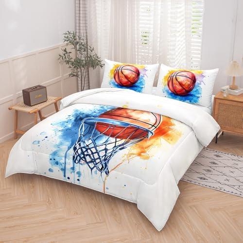 5 Pieces Basketball Comforter Set Boys,Full Comforter Bedding Set for Teens,Boys Full Comforter Sets,Basketball Bedding Twin,Sports Comforter Full 5Pcs - Image 3