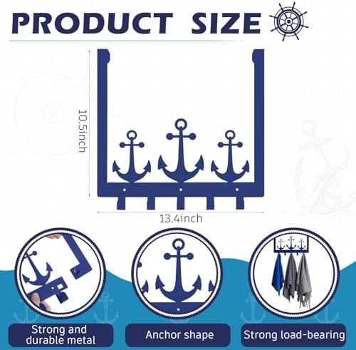 Reallnaive Anchor Over The Door Hooks Nautical Coastal Bathroom Decor - Image 2