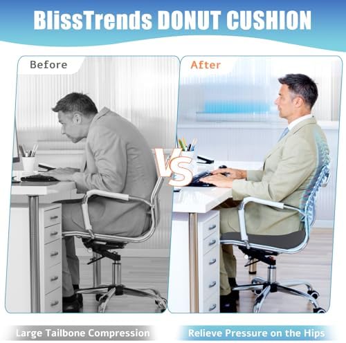 BlissTrends Donut Pillow Seat Cushion, Memory Foam Lifting Cushions | Donut Chair Cushions for Postpartum Pregnancy&Hemorrhoids,Tailbone Pain Relief Cushion for Office&Home Chairs(X-Large/Gray) - Image 5