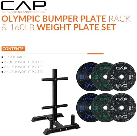 CAP 2-inch Olympic Bumper Plate Weight Set | 100-370 lbs | Multiple Colors | Storage Rack Optional - Image 2