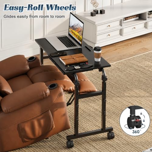 Mobile Recliner Table with Drawer,Adjustable Height and Length Overbed Table with Wheels,Rolling Table for Bed&Sofa,Height from 26.77" to 35.43" and Length from 35.43" to 47.24" - Image 5