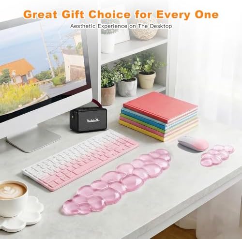 Cloud Keyboard and Mouse Wrist Rest Set, Clear Gel Keyboard Mouse Wrist Rest Support Pad for Typing Pain Relief, Cute Aesthetic Desk Decor Accessory for Home Office Dorm(Pink) - Image 7