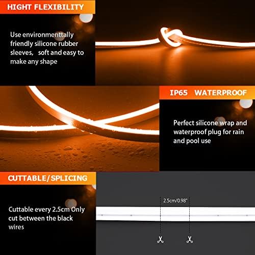 32.8FT/10M/2PCS Orange LED Neon Light Strip with Installation Accessories - Flexible Waterproof 12V DC Rope Lights for Eye-Catching Indoor & Outdoor Decoration [Adapter Not Included] - Image 2