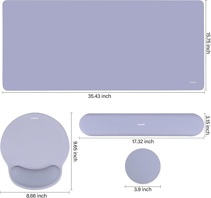 MOSISO Wrist Rest for Mouse Pad Set, Large Gaming Deskpad, Lavender Gray - Image 7
