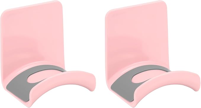 uxcell Headphone Stand, 2 Pcs ABS Headset Holder Adhesive Headphone Holder Hook Mount Headphone Hanger Hook Under Desk for Gaming Headphones Earphones Cables, Pink(Wall-Mounted) by uxcell
