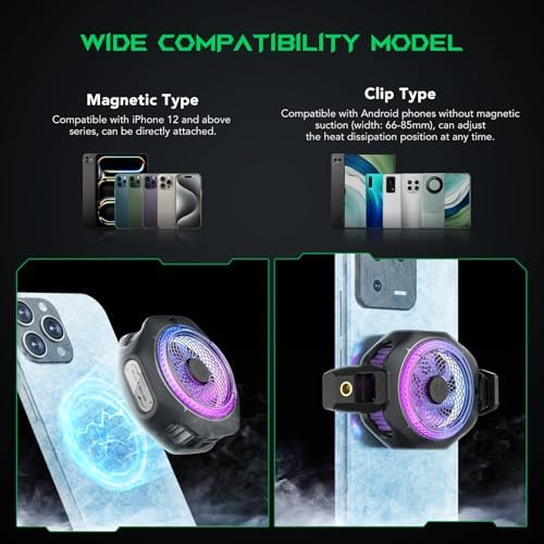 Black Shark Magnetic Cell Phone Cooler 4Pro, Portable RGB Cooling Fan, Cellphone Radiator with Removable Grip, App-Controlled Smart Temperature Control for iPhone MagSafe Series/Android/Tablet/iPad - Image 3