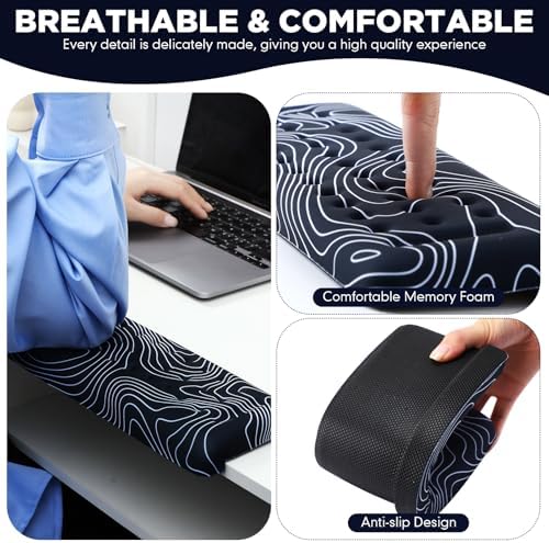 Relaxweex 2 Pcs L-Shaped Desk Wrist Rest Elbow Pad Set Desk Edge Rest Cushion Non-Slip Memory Foam Arm Padding Wrist & Forearm & Elbow Comfort Support for Table or Table Edge (Striped Style) - Image 2