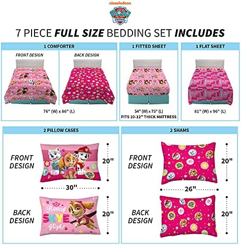 Paw Patrol Girls Kids Bedding Super Soft Comforter And Sheet Set With Sham, 7 Piece Full Size, (Official) Nickelodeon Product By Franco - Image 4