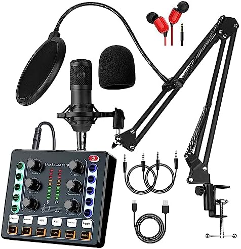 Podcast Equipment Bundle, BM-800 Recording Studio Package with Voice Changer, Live Sound Card - Audio Interface for Laptop Computer Vlog Living Broadcast Live Streaming by EnjoyYourLifewithsktome