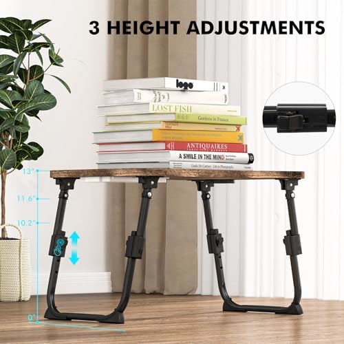 Lap Desk for Bed Adjustable Height, Foldable Bed Table with Storage Drawer, Tablet Slot & Cup Holder, Portable Laptop Stand for Bed & Sofa, Bed Desk for Adults & Kids, Carbonized - Image 2