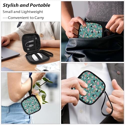Dogs and Flower Portable Headphone Carrying Bag Cell Phone Accessories Storage Bag with Handle for Earphone,Flash Drive,Charging Cable, Key Wall Charger - Image 7