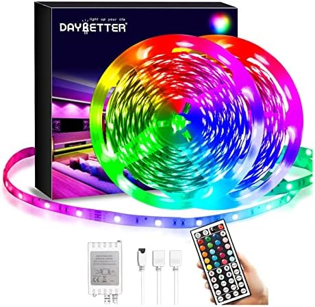 DAYBETTER Led Strip Lights 40ft, RGB Color Changing Led Strips with 44 Keys Remote Control for Room, Bedroom, Suitable for Home Decor, Living Room, Kitchen, Home Party Decoration, 24V by DAYBETTER