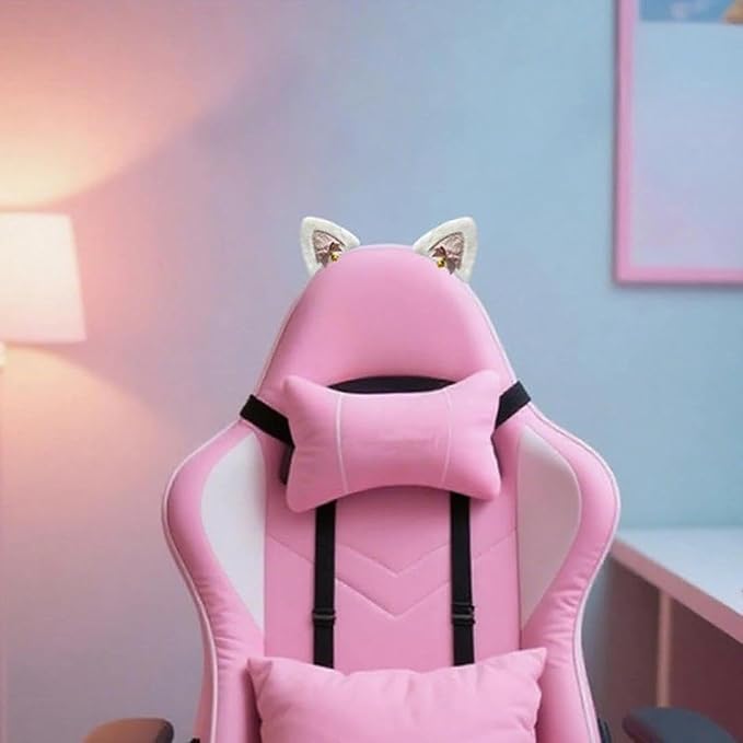 Tsangbaby Funnny Cat Ear Decoration Chair Decoration Accessories Cute Cat Ears Suitable for Gaming Chairs Homes Offices and Gatherings Pink - Image 2