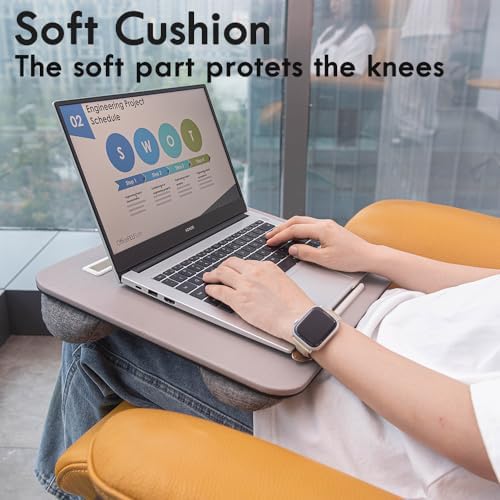 Portable Laptop Desk Fits Up to 16“ Laptops, with Tablet Slot, Built-in Cushion, Great for Home & Office,Lap Desk for Laptop,Lap Desk with Cushion (Gray, Medium) - Image 7
