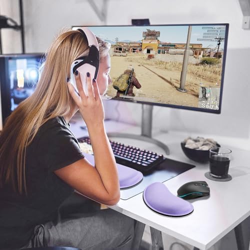 Gimars Upgrade Enlarge Gel Memory Foam Set Keyboard Wrist Rest Pad, Mouse Wrist Cushion Support for Office, Computer, Laptop, Mac, Comfortable, Lightweight for Easy Typing Pain Relief, Purple - Image 6