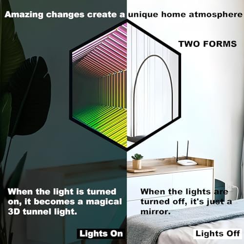 3D Infinity Mirror Light, 28in/70cm Octagon RGB Tunnel Light, 358 LEDs - Image 2