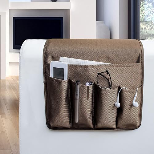 MDSTOP 5 Pockets Remote Control Holder, Magazine Rack, Space Saver Organizer, Draped Over Sofa, Couch, Recliner Armrest by MDSTOP