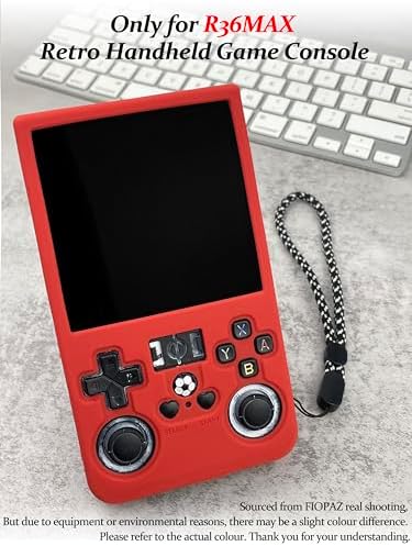 FIOPAZ for R36MAX Silicone Protective Case, Soft Skin for R36 MAX Retro Handheld Game Console Accessories, Anti-Scratch Washable Only for R 36 MAX Sleeve with Lanyard (Red) - Image 6
