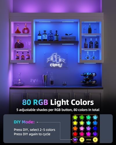 EZVALO 80RGB Color Changing Under Cabinet Lighting, Led Shelf Lights - Image 2