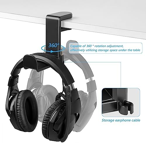 GEEKRIA Under Desk Headphone Stand, 360° Rotating Gaming Headset Hook Mount, Adjustable Headphone Holder Compatible with Bose Sony AKG JBL Sennheiser B&O (Black) - Image 4