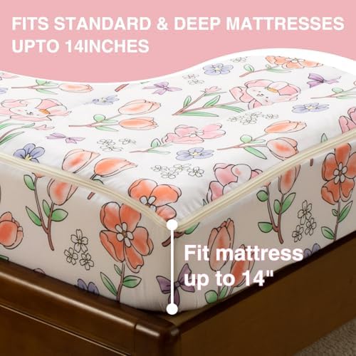A Nice Night Zipper Bedding for Girls Chic Flower Comforter Set, Cute Rabbits Bow Printed Kids Bedding Set,Twin Size - Image 7