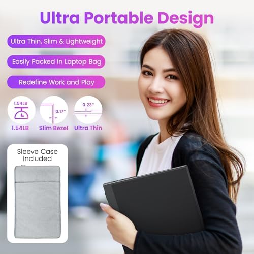 Upperizon Portable Monitor 15.6 inch FHD 87% sRGB 60Hz IPS HDR HDMI USB-C Travel Monitor for Laptop MacBook PC Surface PS5 Xbox, External Display with Kickstand & Speakers, VESA Compatible - Image 6