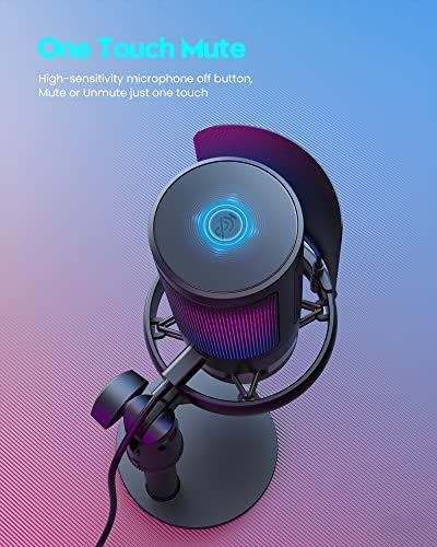 Gaming Microphone for PC: USB Mic for Podcasts Videos & Streaming - Condenser Mic with Quick Mute & Pop Filter - RGB Microphone Gift for Gamer boys - Compatible with PS4/5 & Computer & Laptop - Image 3