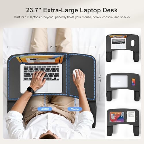 OPTIXCELL Lap Desk with Arm Rest, Ergonomic 17" Laptop Desk for Bed & Couch - Image 4