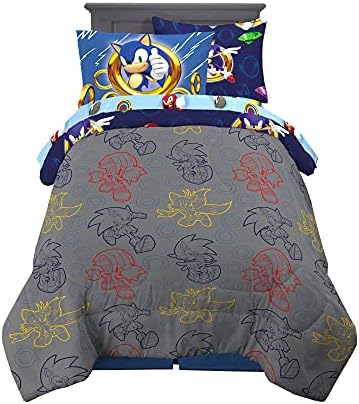 Franco Kids Bedding Super Soft Comforter and Sheet Set with Sham, 5 Piece Twin Size, Sonic The Hedgehog, Anime - Image 2