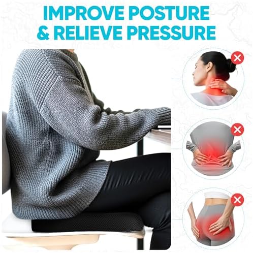 FORTEM Seat Cushion, Office Chair Cushion for Tailbone Sciatica Pain Relief | Memory Foam Pillow for Car | Ergonomic Design | Washable Cover | Non Slip | Black - Image 6