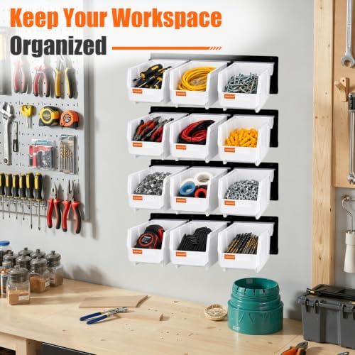 12pc Wall-Mounted Storage Organizer Set with Metal Rails White - Image 7