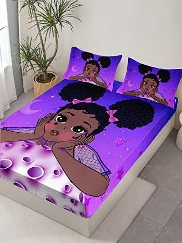 HOSIMA Black Girl Magic Twin Bedding Sets,1 Fitted Sheet+2 Pillowcases. - Image 5