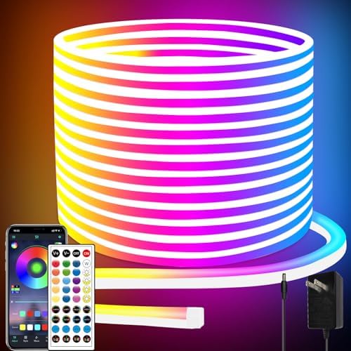 segrass 66FT Led Neon Rope Lights Control with App/Remote,Flexible Led Rope Lights,Multiple Modes,IP65 Outdoor RGB Neon Lights Waterproof,Music Sync Gaming Led Neon Strip Lights for Bedroom Décor by segrass