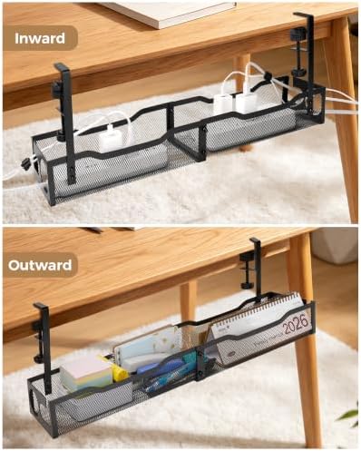 Cable Management Under Desk 25'' Metal Cord Organizer, Black - Image 7