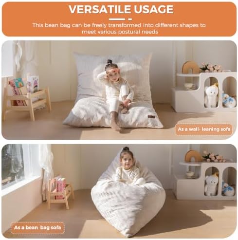 MAXYOYO 3 in 1 Kids Bean Bag Chair, Comfy Floor Sofa with Removed Cover | Convertible Chair Folds from Bean Bag to Lounger, Floor Couch with High-Density Foam Filling, Floor Sofa for Gaming - Image 3