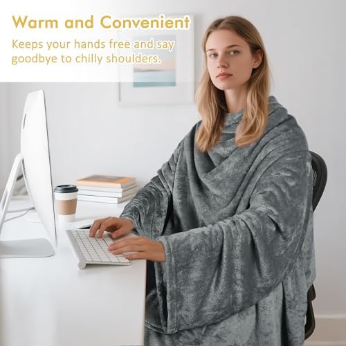 Catalonia Wearable Blanket with Sleeves for Women & Men, Fleece Wrap Throw - Image 5