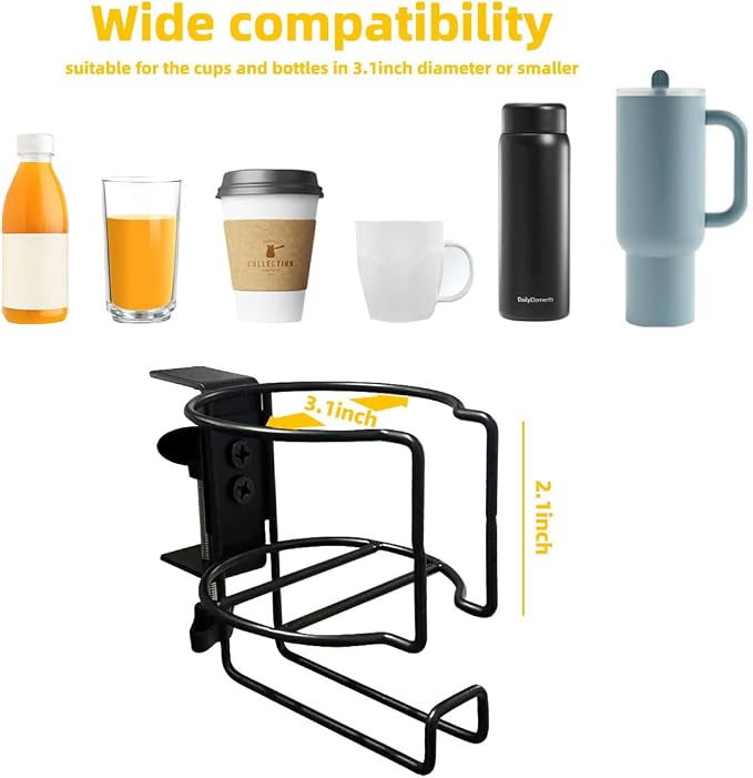2 in 1 Desk Cup Holder with Headphone Hanger, Mug Hooks - Image 4