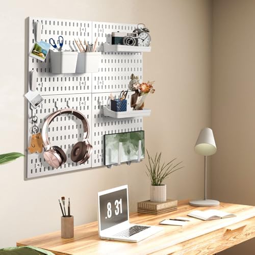 SHGJ&SOFT Peg Board Wall Organizer Panels, 22pcs - Includes 4 White Pegboards & Accessories, Plastic Pegboard for Home，Office, Craft Room, Gaming Setup, 24″×24″, Wall Mount Display Pegboard Panel Kits - Image 3