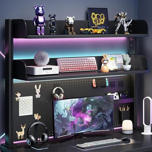 Pegboard Wall Organizer Panels.Clamp-on Desk, Pegboard Workstation Extender, Privacy Panel, Desktop Storage Shelf for Home Office & Gaming Setup (31.5 inches) - Image 2