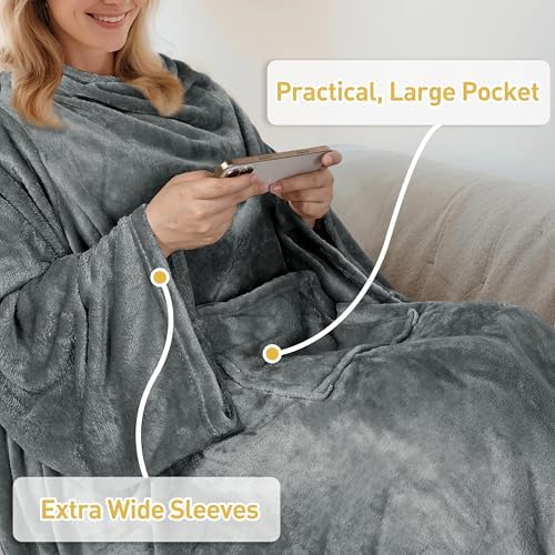 Catalonia Wearable Blanket with Sleeves for Women & Men, Fleece Wrap Throw - Image 6