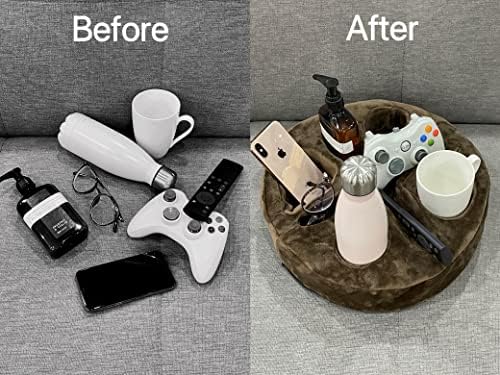 Xchouxer Couch and Bed Cup Holder Pillow, Sofa Organizer Caddy for Drinks, Remotes, Phones, Snacks (Brown) - Image 2