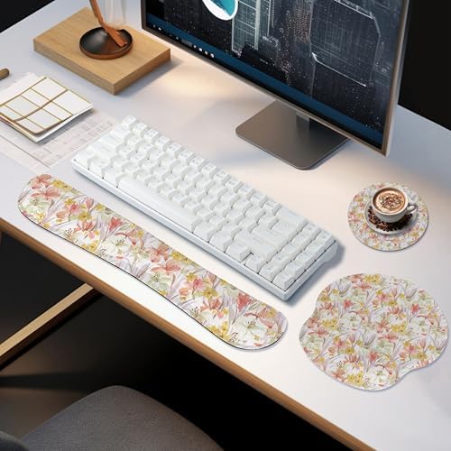 RICHEN Wrist Rest Support for Mouse Pad&Keyboard Set, 3-in-1 Computer Mousepad,Keyboard Wrist Rest and Coaster Set, Non-Slip Keyboard Wrist Rest and Mouse Pad Set Ergonomic Design (YKMWR-63) - Image 7