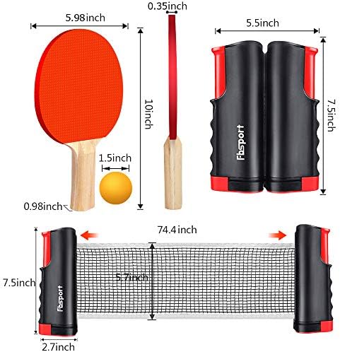 FBSPORT Ping Pong Paddle Set, Portable Table Tennis Set with Retractable Net,Rackets,Balls and Carry Bag for Indoor/Outdoor Games - Image 3