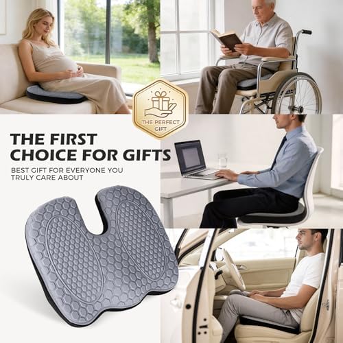 Seat Cushion - Cooling Gel Memory Foam for Office Chairs & Car | Sciatica, Hip & Coccyx Pain Relief - Long Sitting Desk Chair, Office Workers, Gaming, Drivers - Image 4