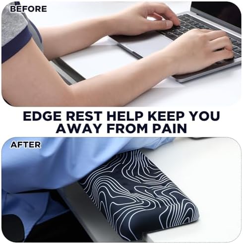 Relaxweex 2 Pcs L-Shaped Desk Wrist Rest Elbow Pad Set Desk Edge Rest Cushion Non-Slip Memory Foam Arm Padding Wrist & Forearm & Elbow Comfort Support for Table or Table Edge (Striped Style) - Image 5