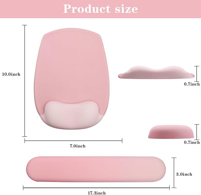 Wrist Rest for Keyboard and Mouse, Ergonomic Gel Computer Keyboard Wrist Rest with Memory Foam, Keyboard Wrist Support Pad for Long Hours of Work, Gaming, Studying-Relieve Wrist Pain (GD-Pink) - Image 6