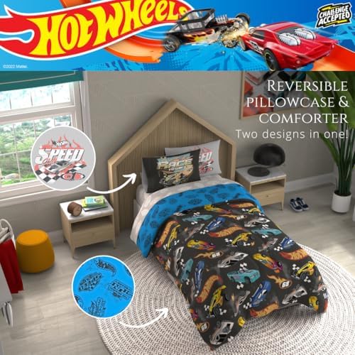 Hot Wheels Kids Bedding Super Soft Comforter and Sheet Set with Sham, 5 Piece Twin Size, (Officially Licensed Product) By Franco - Image 5