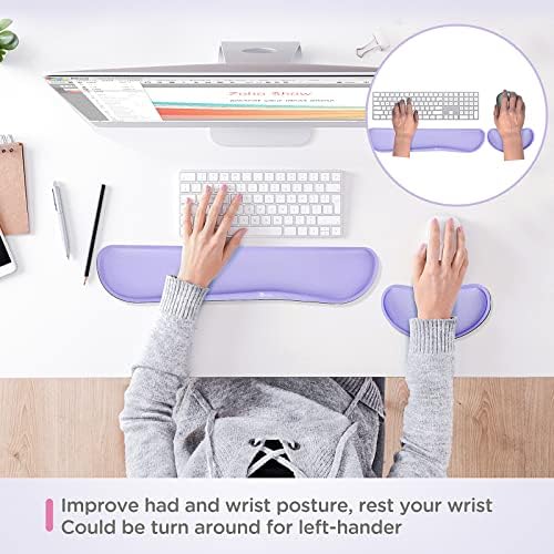 Gimars Upgrade Enlarge Gel Memory Foam Set Keyboard Wrist Rest Pad, Mouse Wrist Cushion Support for Office, Computer, Laptop, Mac, Comfortable, Lightweight for Easy Typing Pain Relief, Purple - Image 5