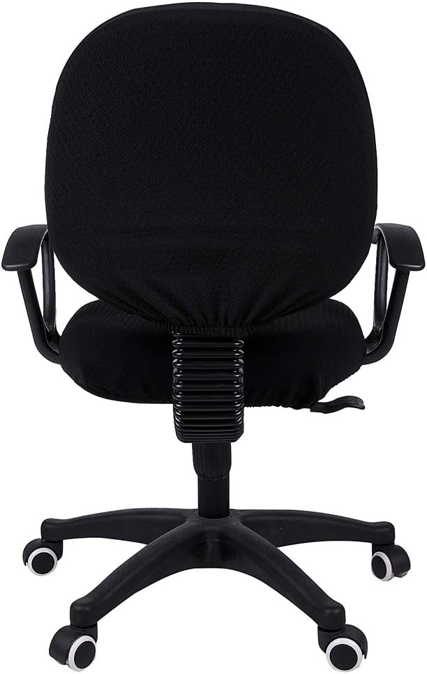 Smiry Office Computer Chair Covers for Desk Rotating Chair Protector | Stretch Jacquard Removable Washable Universal Slipcovers, Seat + Backrest Cover, Black - Image 3